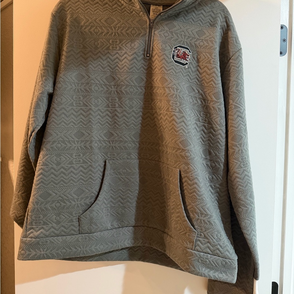 Gray Quarter-Zip Pullover with Gamecock Logo
